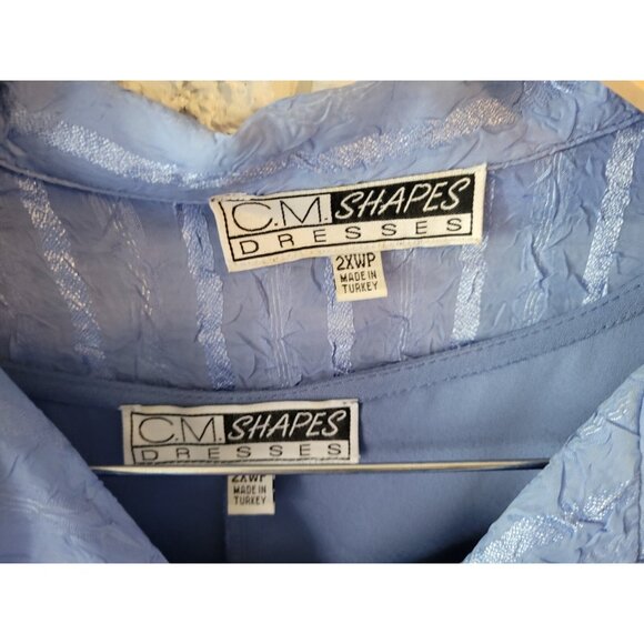 CM Shapes Women Dress 2XWP Plus Petite with Sheer Crepe Overlay Top BLU27E - Picture 10 of 13